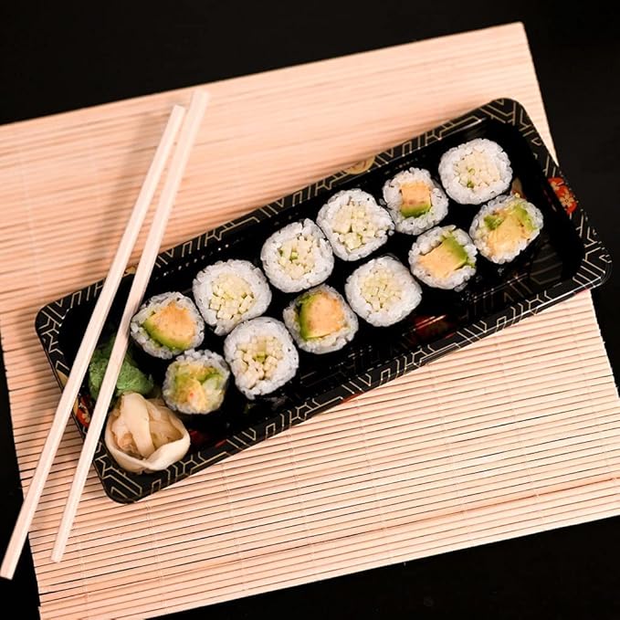 FH-01 RECTANGULAR BLACK SUSHI BOX WITH LID 400 SET/CASE
