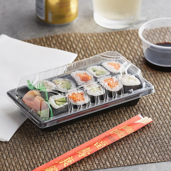 FH-06 RECTANGULAR BLACK SUSHI BOX WITH LID 400 SET/CASE