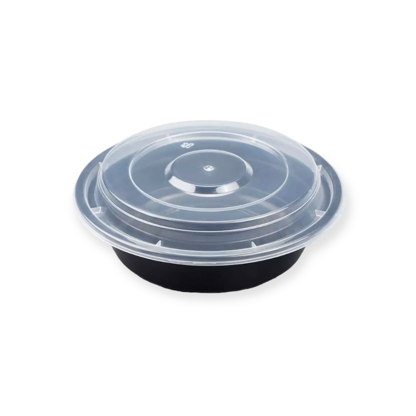 24oz. Black Round Microwavable Container with Clear Lid 150 Sets