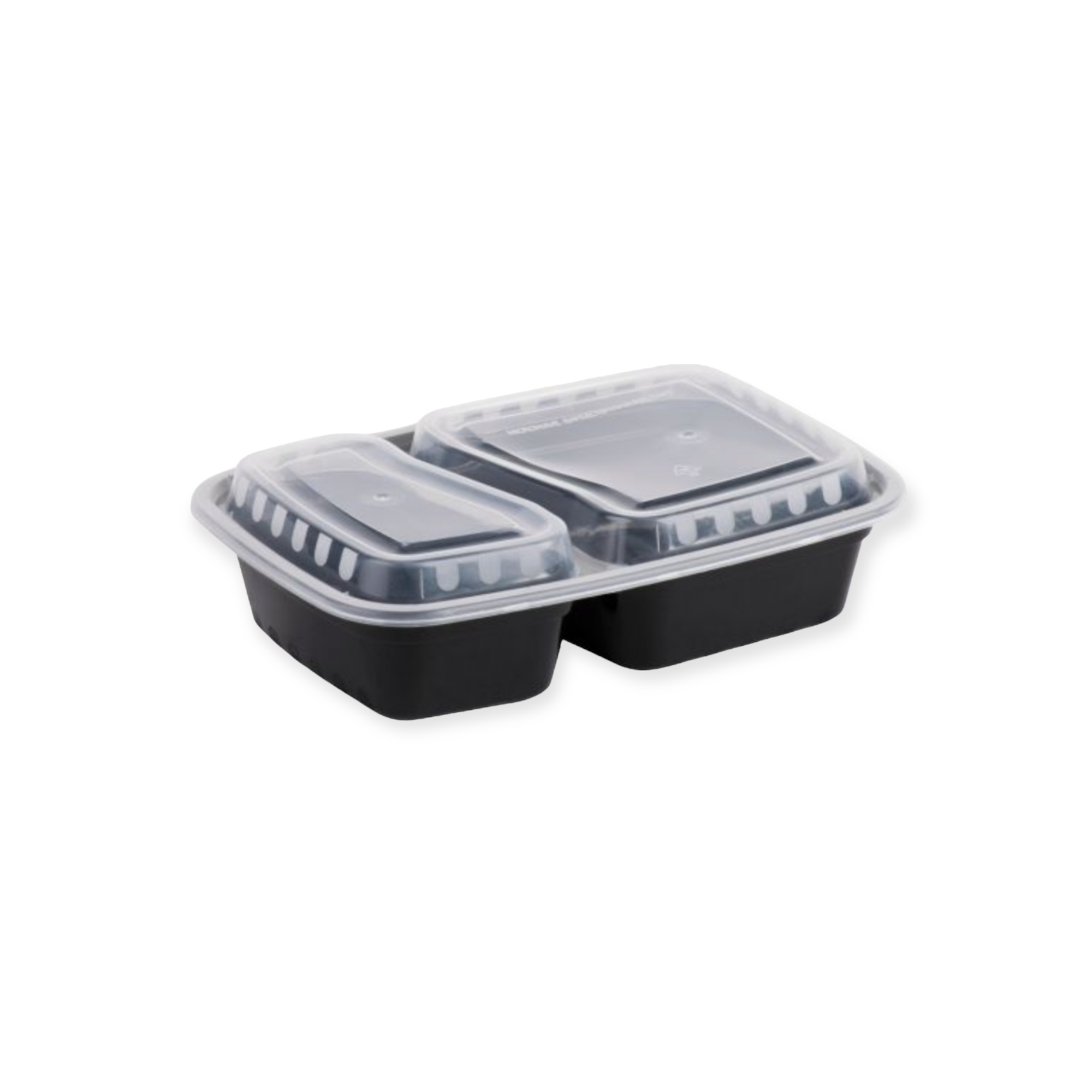 2 Compartment 32oz. Black Rectangular Micro Carryout Containers with L ...